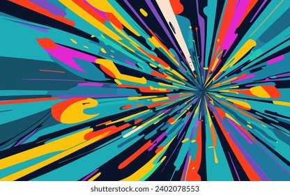 illustration graphic vector of Abstract background, blue flashes towards the center, colorful