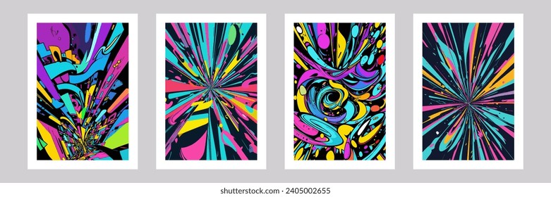 ilustración vector gráfico de conjunto de fondo abstracto de círculos aleatorios, espacio exterior, colores rosa y azul con caídas de fusión