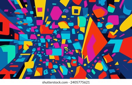ilustración vector gráfico de fondo abstracto de varias formas flotando en espacio colorido