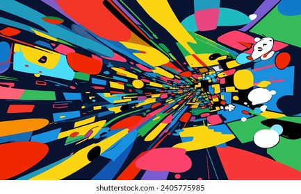 illustration graphic vector of Abstract background of colorful flying city space streets