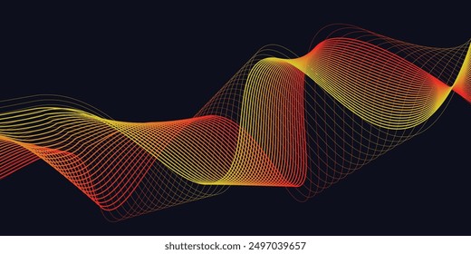 Ilustración de fondo abstracto de Vector gráfico con ondas dinámicas, línea y partículas.