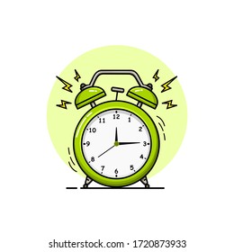 Ilustración vectorial gráfico de tiempo de reactivación verde del reloj de alarma.