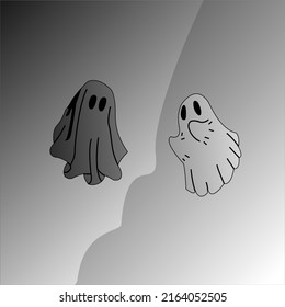 Illustration graphic vector animated cartoon two ghosts