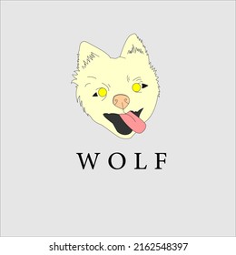 Illustration Graphic Vector Animated Wolf Face While Sticking Out Its Tongue