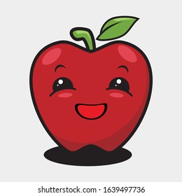 Illustration graphic vector of apple with funny expression, Apple. Cute fruit vector character, red apple.