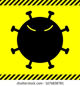 illustration graphic vector, biohazard sign with virus and quarantine zones line on yellow background