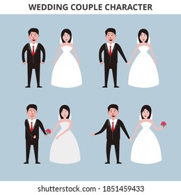 Illustration graphic vector of bride and groom,  Set of characters bride and groom Element for wedding invitations. Vector illustration in cartoon style
