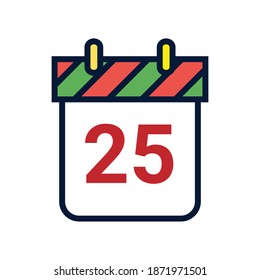 el vector gráfico de ilustración es el calendario con el 25 que está celebrando la Navidad en estilo de color. Perfecto para icono web, banner, volante o cualquier diseño.