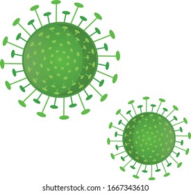 Illustration graphic vector of Corona virus, infection in Wuhan. Green virus, white background, epidemic vector