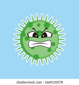 illustration graphic vector of corona virus in wuhan, corona virus infection. 2019-nvoc virus.Illustration graphic vector of Angry Coronavirus (2019-nCoV) Cartoon Character of Pathogenic Bacteria.