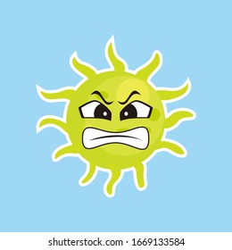 illustration graphic vector of corona virus in wuhan, corona virus infection. 2019-nvoc virus.Illustration graphic vector of Angry Coronavirus (2019-nCoV) Cartoon Character of Pathogenic Bacteria.