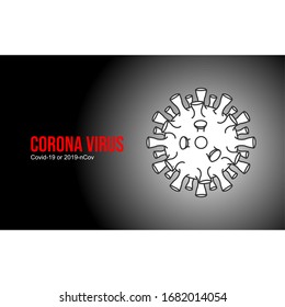 illustration graphic vector of corona virus (2019-nCov, Covid-19) .MERS Corona Virus icon shape.Pandemic virus danger sign. Isolated on black background.