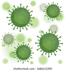Illustration graphic vector of Corona virus, infection in Wuhan. Green virus, white background, epidemic, covid-19 pandemic