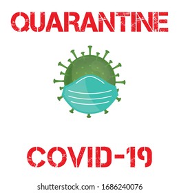 Illustration graphic vector of Corona virus, infection in Wuhan. Green virus with protective mask, white background, epidemic, covid-19 pandemic