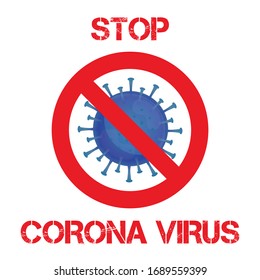 Illustration graphic vector of Corona virus, infection in Wuhan. Prohibition symbol, warning protection sign. Green virus, white background, epidemic, covid-19 pandemic