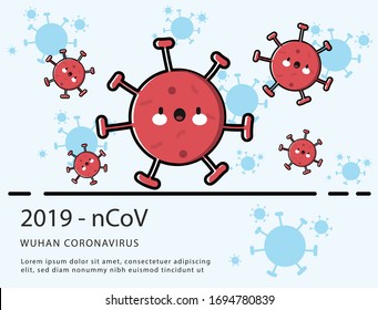 illustration graphic vector of corona virus in wuhan,covid-19 virus infection. 2019-nvoc virus.corona virus microbe. Flat design