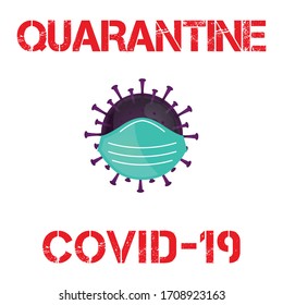 Illustration graphic vector of Corona virus, infection in Wuhan. purple virus with protective mask, white background, epidemic, covid-19 pandemic
