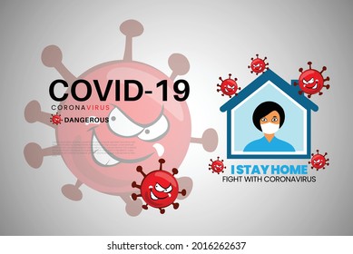 ilustración vector gráfico del virus de la corona, infección por el virus de la corona. Virus del caos 2019. microbio de corona. icono de coronavirus, icono de carácter. campaña de medios sociales y prevención del coronavirus