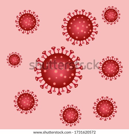Illustration graphic vector of corona virus . Red color corona virus on pink color background.