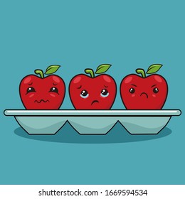 Illustration graphic vector of Cute Apple, kawaii style, cartoon character, vector illustration.
