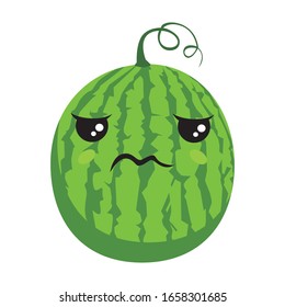 Illustration graphic vector of cute fruit - Watermelon, funny expression, fruit character, kawaii style.