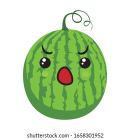 Illustration graphic vector of cute fruit - Watermelon, funny expression, fruit character, kawaii style.