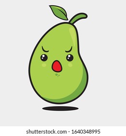 Illustration graphic vector of cute guava, angry guava, fruit character for your design.