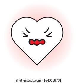 Illustration graphic vector of cute love heart, heart love with sad expression for your design, emoji, love character, kawaii, valentine's day.