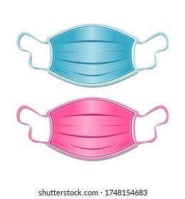 Ilustración vector gráfico de máscara linda azul y rosa. Proteger del virus de la corona