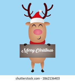 Illustration graphic vector of deer, Christmas cartoon deer, (moose). Merry Christmas and Happy New Year. Vector illustration.