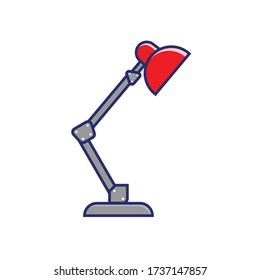 illustration graphic vector is desk lamp object with red head. Perfect for object for magazine, flyer, web design or promo in social media. 