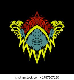 Illustration graphic vector of face fish balinese style