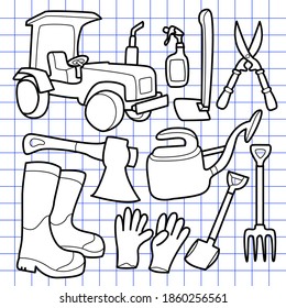 Illustration graphic vector of farmer equipment