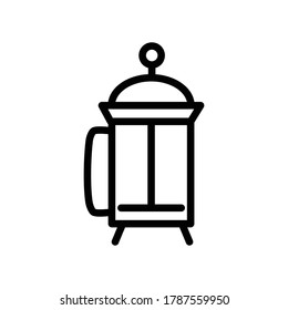 illustration graphic vector is french press in outline black color. Perfect for icon, banner, flyer or social media design.