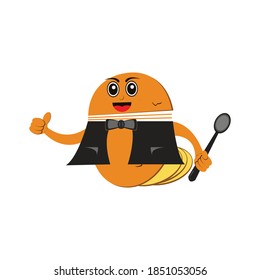 Illustration graphic vector of fries all day long showing thumbs up while holding the spoon. Perfect for potato food/snack design,like as banner,website banner,mascot,store banner,packaging,etc