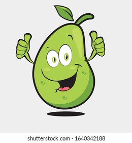 Illustration graphic vector of guava with happy expression, cute guava, fruit character, fruits.