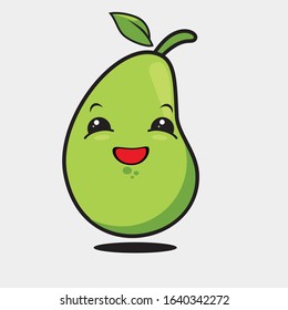Illustration graphic vector of guava with happy expression, cute guava, fruit character, fruits.