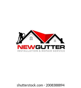 Illustration Graphic Vector Of Gutter Installation And Repair Service Logo Design Template