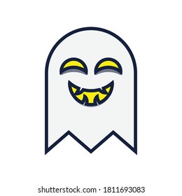 illustration graphic vector is halloween smiley ghost. Perfect for icon, banner, flyer or social media.