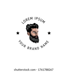 el vector gráfico ilustrativo es la cabeza del hombre barba. Perfecto para banner, mascota de marca, logotipo de barbershop o icono web.