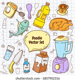 Ilustración vector gráfico del doodle del equipo de cocina