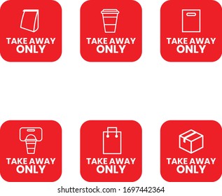 illustration graphic vector is label or badge for order something just take away only. Perfect for restaurant, coffee shop, shop or anything. Using free font : poppins