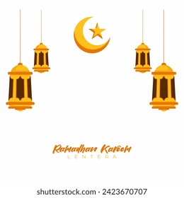 Ilustración Vector gráfico de estrella de linterna y diseño plano de color amarillo luna adecuado para ramadán y eid