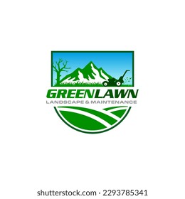 Ilustración vector gráfico de cuidado del césped, servicios de paisaje, plantilla de diseño del logotipo del concepto de césped