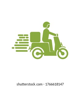 illustration graphic vector is man with his bike delivery an customer's order with green color. Perfect for banner design, web icon, logo, or anything.