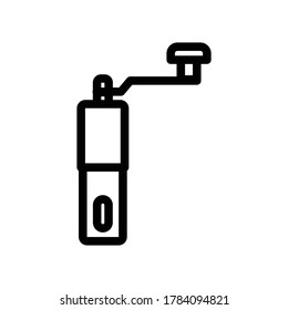 illustration graphic vector is manual coffee grinder with line style in black color. Perfect for icon, banner, flyer or social media design.