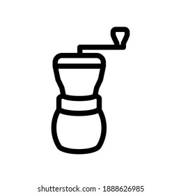 Illustration graphic vector is manual coffee grider  made of transparent plastic in outline style. Perfect for icon, banner, flyer or social media design.