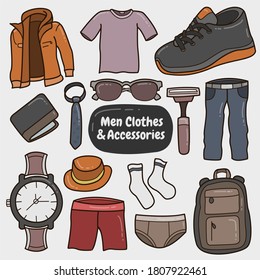 Illustration graphic vector of men clothes and accessories