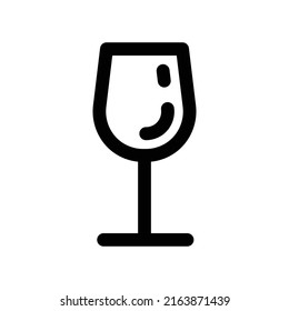 illustration graphic vector is a minimalist black outline icon of a wine glass, perfect for design, bar, restaurant, and beverage-related concepts, emphasizing elegance and simplicity.