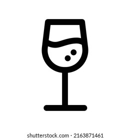 illustration graphic vector is a minimalist black outline icon of a wine glass, perfect for design, bar, restaurant, and beverage-related concepts, emphasizing elegance and simplicity.